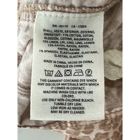 Anthropologie The Wanderer Pants 29 Leopard Print Cotton Linen Boho Chic - Picture 10 of 14